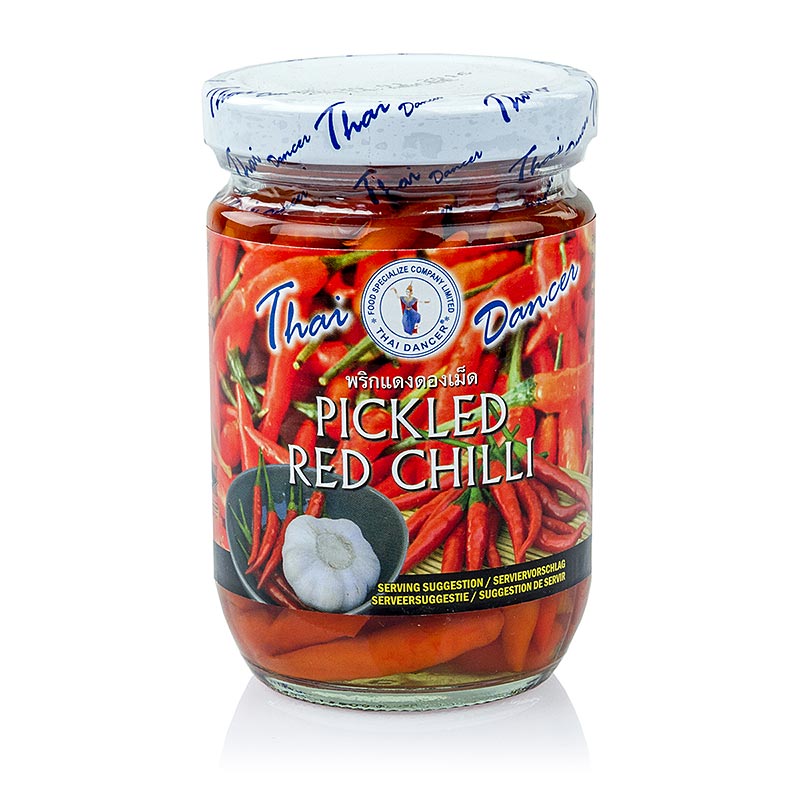 Chilipepers, rood, klein, ingemaakt, 200 g