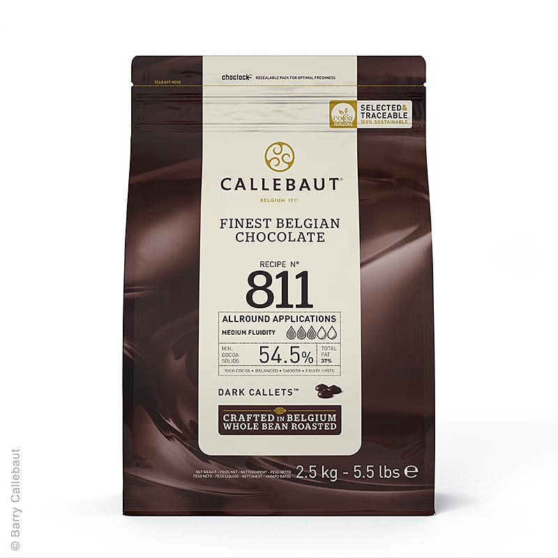 Pure chocolade, callets, 54,5% cacao, 2,5 kg