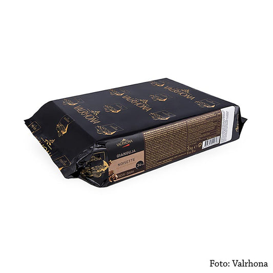 Blok van 3 kg Gianduja Noisette Noir, donkere bittere hazelnoot couverture