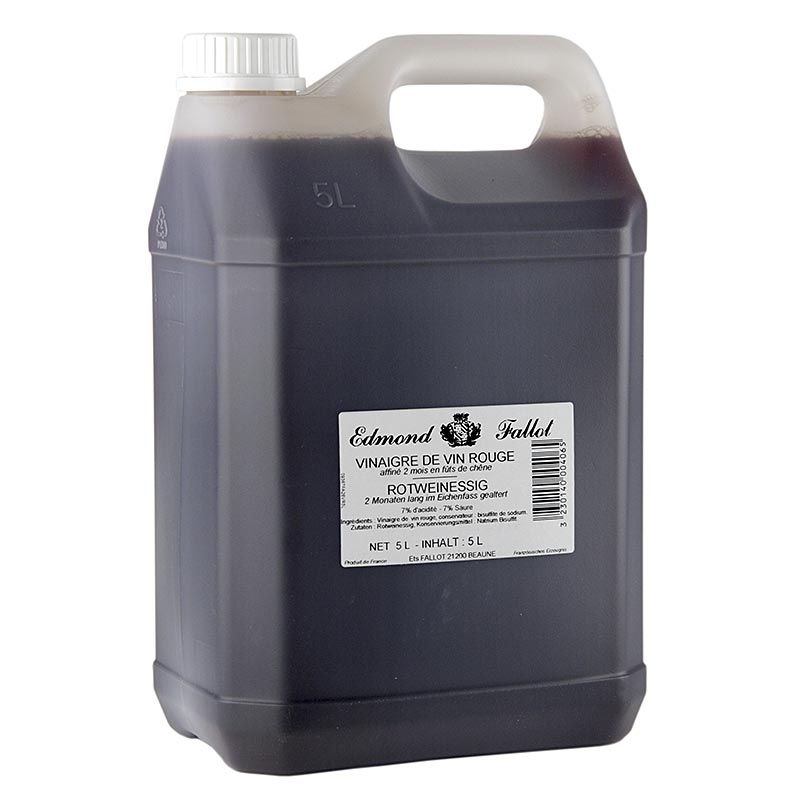 Oude rode wijnazijn van Fallot, in een fles van 5 liter, perfect voor het verrijken van salades en marinades