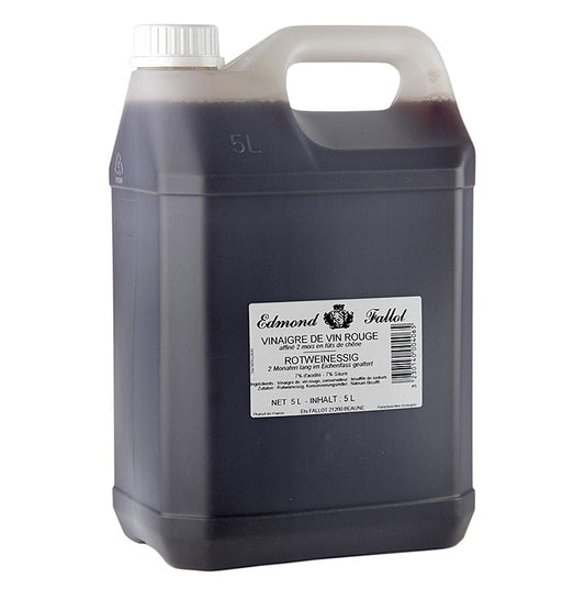Oude rode wijnazijn van Fallot, in een fles van 5 liter, perfect voor het verrijken van salades en marinades