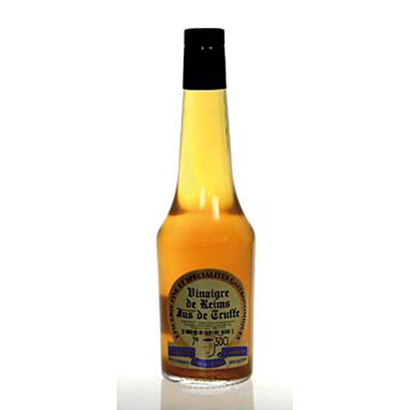 500 ml fles Vinaigre de Reims - Azijn met jus van zwarte truffel van het merk Soripa, perfect voor het verrijken van salades en gerechten