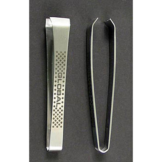 Roestvrij stalen Global GS-20/B visgraatpincet van 11,5cm lengte, gestippeld patroon, 1 stuk