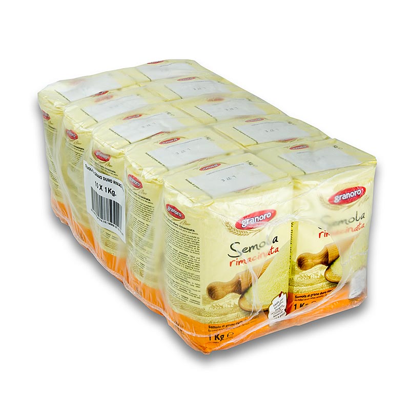 Griesmeel van harde tarwe, Semola rimacinata, Granoro, 10 kg, 10 x 1000g - hoogwaardig Italiaans griesmeel voor heerlijke pastagerechten