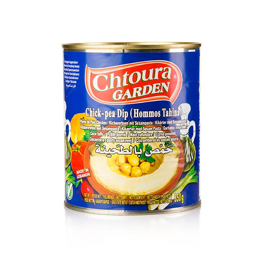 Hummus Tahini - Kikkererwtenpuree met sesamzaad in een pot van 850 g, geproduceerd door Chotura Garden