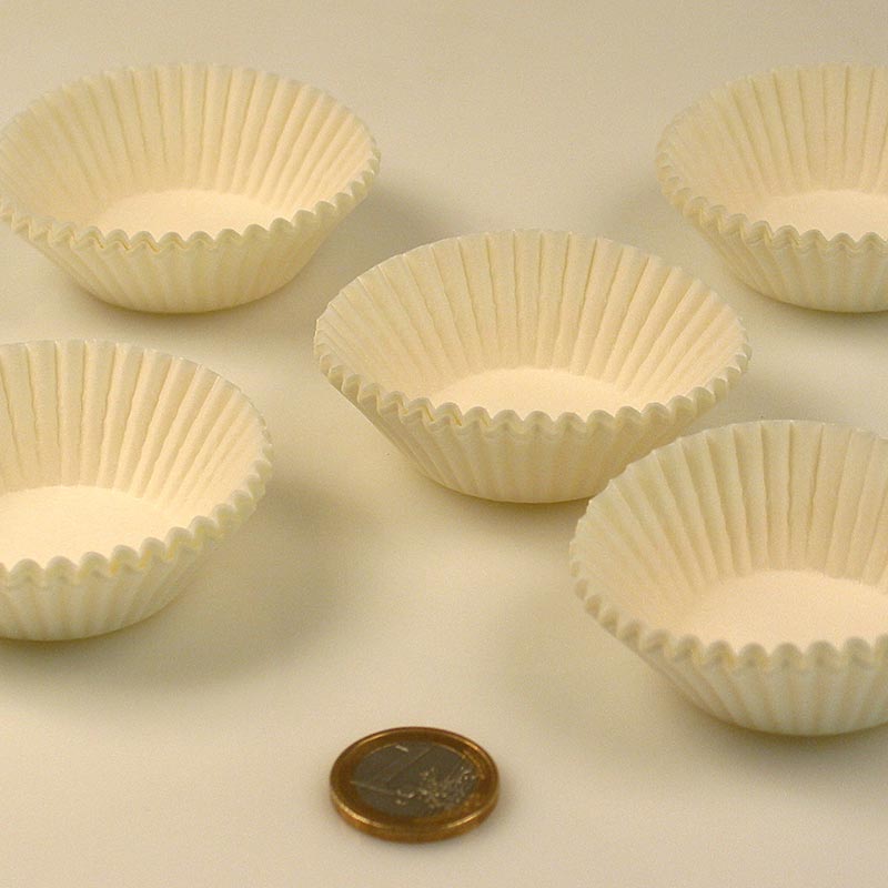 Papieren capsules, witte kleur, met een diameter van 41/50mm, een hoogte van 22mm en een verpakking van 1000 stuks