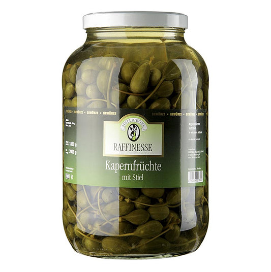 Kappertjesvruchten, groot, met steeltje, ø 18-21 mm, Rafinesse, 3,9 kg