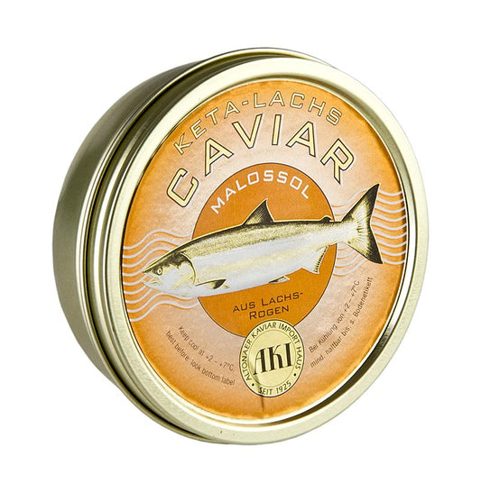 Verse zalm kaviaar van topkwaliteit, verpakt in een doos van 250 g