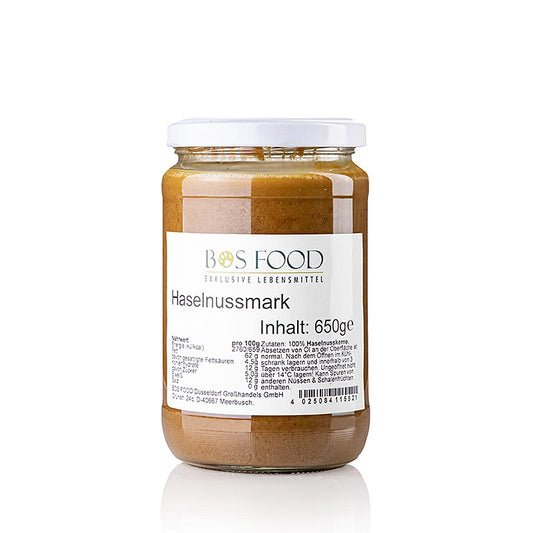 BOS FOOD Hazelnootpulp, 100% pulp zonder toevoegingen, 650 g