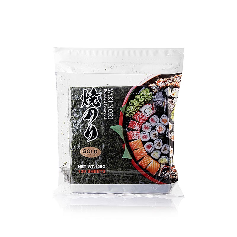 Yakinori halve grootte, gedroogde algenbladeren, geroosterd, goud, 125 g, 100 bladeren