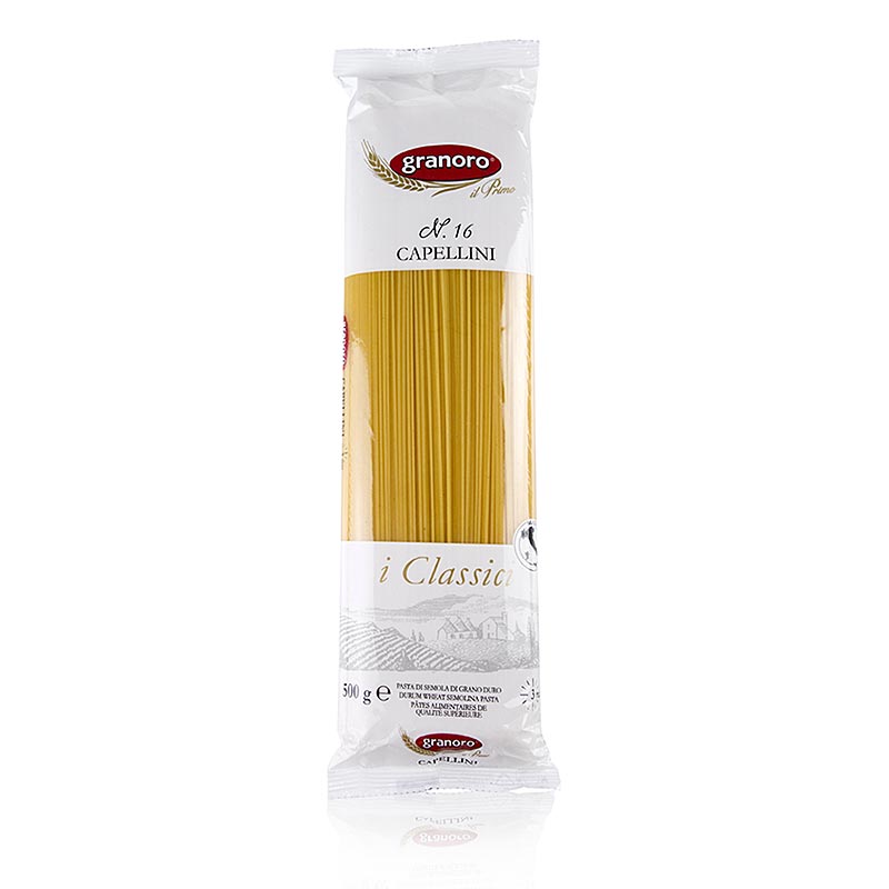 Granoro Capellini, zeer dunne spaghetti van 1mm, verpakt in een pak van 500 g