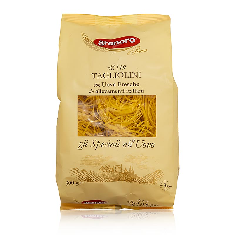 Granoro tagliolini met ei, 2 mm, tagliatelle nestjes, nr119, 500 g - Italiaanse pasta in nestvormige bundels van 2 mm, verrijkt met ei, ideaal voor heerlijke Italiaanse gerechten