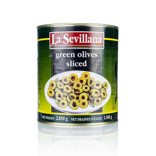 Groene olijven, in plakjes, in pekel, 3 kg