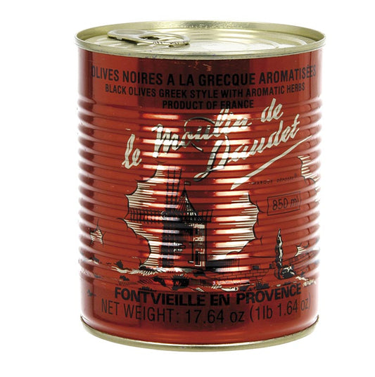 Zwarte olijven van 500 g met pit en Provençaalse kruiden, perfect voor salades en tapenades