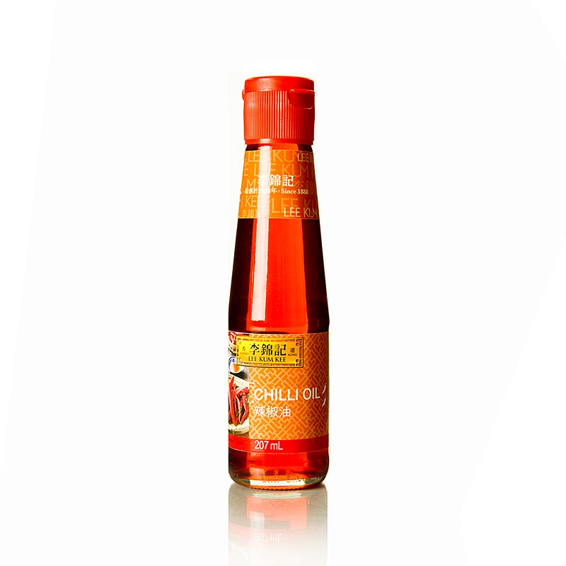 Lee Kum Kee Chili-olie, een pittige en smaakvolle sojaolie met chilipeper, 207 ml
