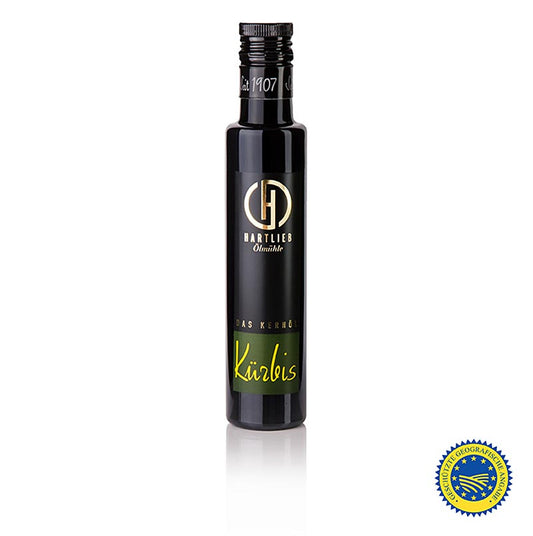 Pompoenpitolie van Stiermarken BGA, 100% puur, Hartlieb, 250 ml - Een hoogwaardige en pure pompoenpitolie afkomstig uit Stiermarken, Oostenrijk, perfect voor culinair gebruik en met een inhoud van 250 ml