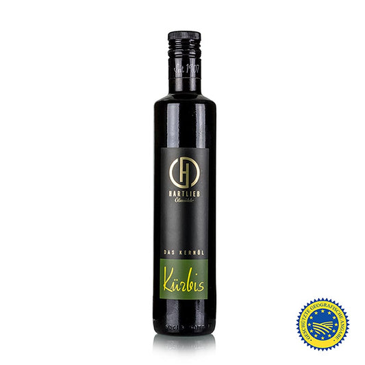 Pompoenpitolie van Stiermarken BGA, 100% puur, Hartlieb, 500 ml - hoogwaardige en authentieke pompoenpitolie uit Stiermarken van het merk Hartlieb