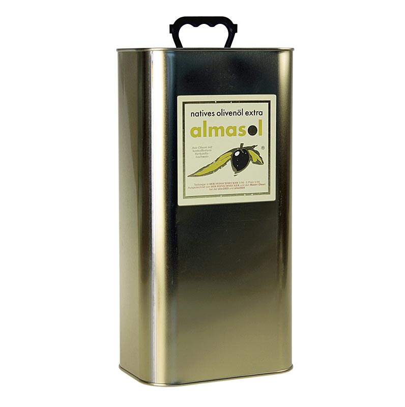 Extra vierge olijfolie van eerste persing, Almasol, met een zuurgraad van 0,2%, Gourmet 2012, in een fles van 5 liter