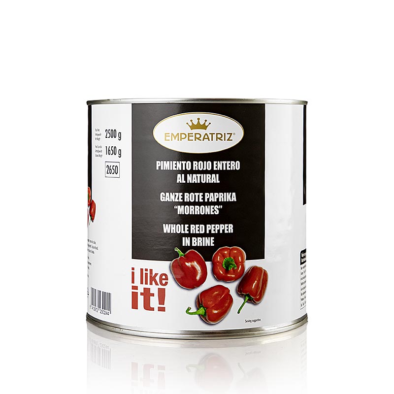 Geschilde paprika's in pekel, verpakt in een 2,5 kg verpakking, perfect voor horeca en grootverbruik