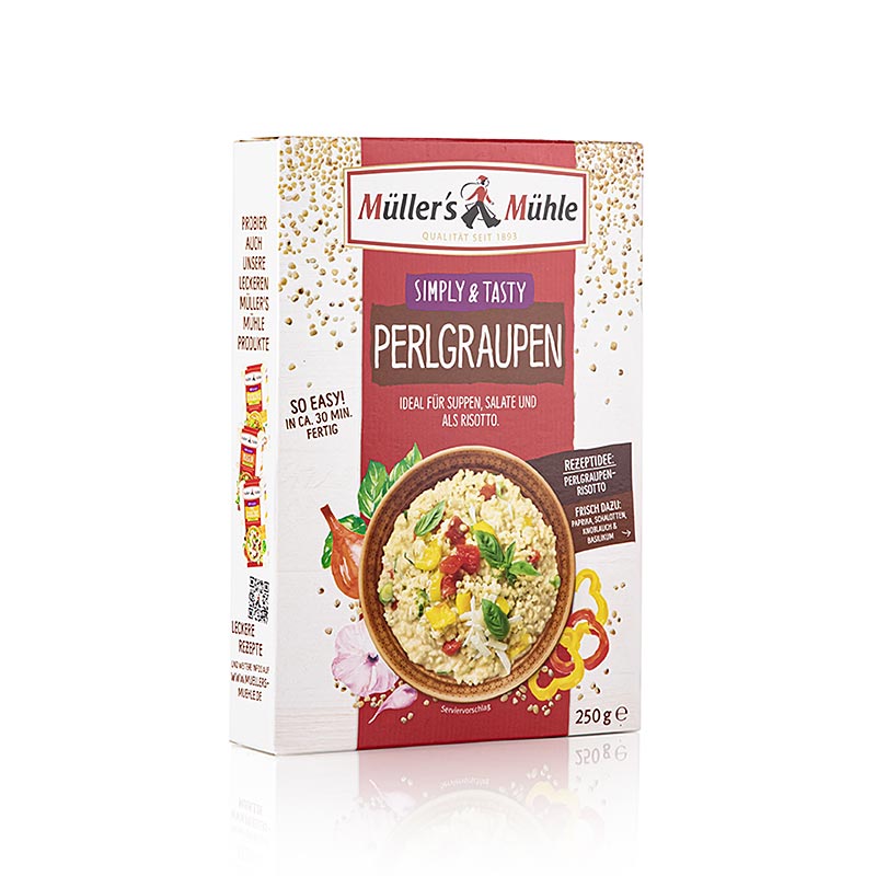Parelgort van middelgrote korrels, 250 gram verpakking, ideaal voor diverse gerechten