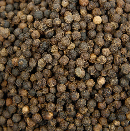 Zwarte peperkorrels, heel, 1 kg verpakt in transparante verpakking