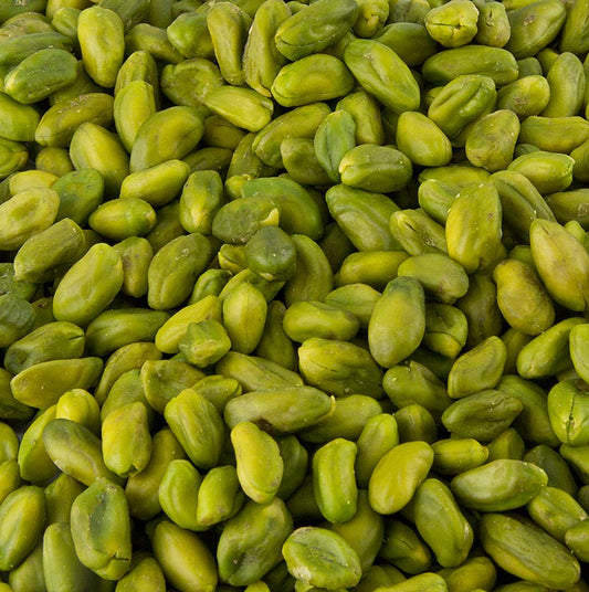 Verse, lichtgroene pistaches, van keukenkwaliteit, gedopt en verpakt in 1 kg zak