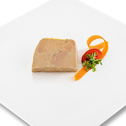 180g half-preserved Rougié foie gras block with pieces, perfect for gourmet meals
