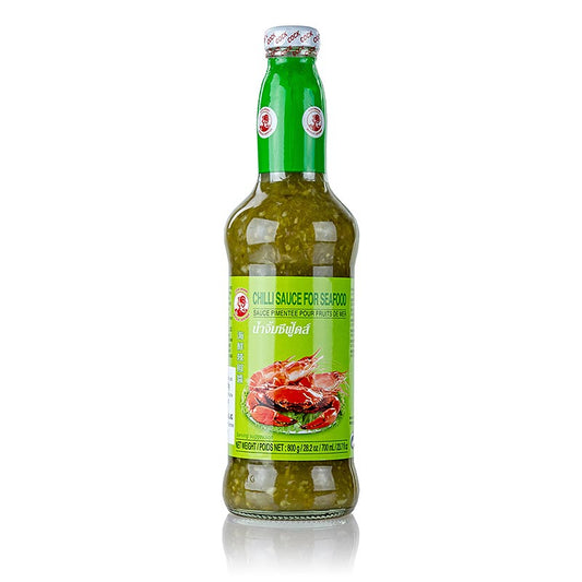 Groene Chilisaus voor zeevruchten, 700 ml, van het merk Cock Brand