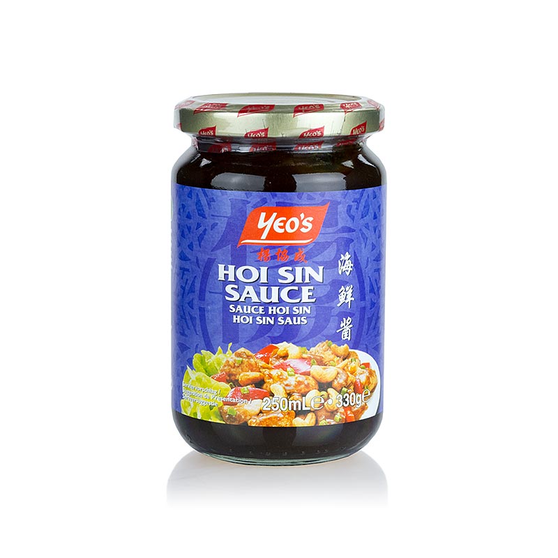 Hoi Sin Saus van Yeo's in een fles van 330 g, een heerlijke en smaakvolle toevoeging aan Aziatische gerechten