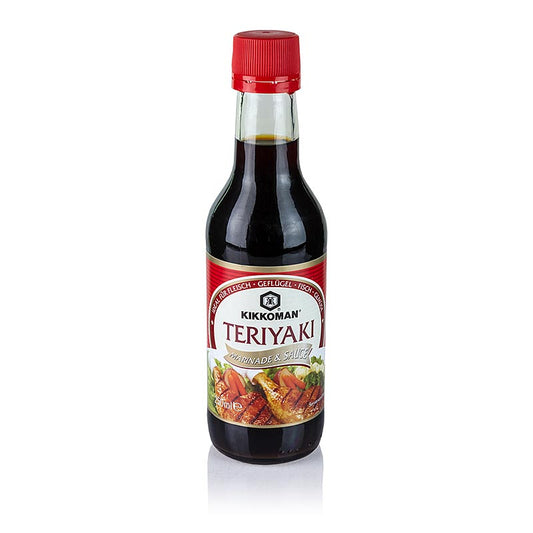 Teriyakisaus van Kikkoman, 250 ml, kan gebruikt worden als dip en marinade voor vlees, vis en groenten