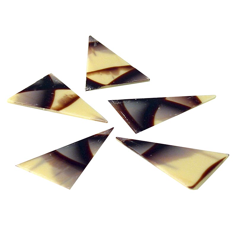 Decoratieve toppers "Diablo" (voorheen Jura) - driehoek, witte/pure chocolade, 35x55 mm, 585 g, 290 stuks