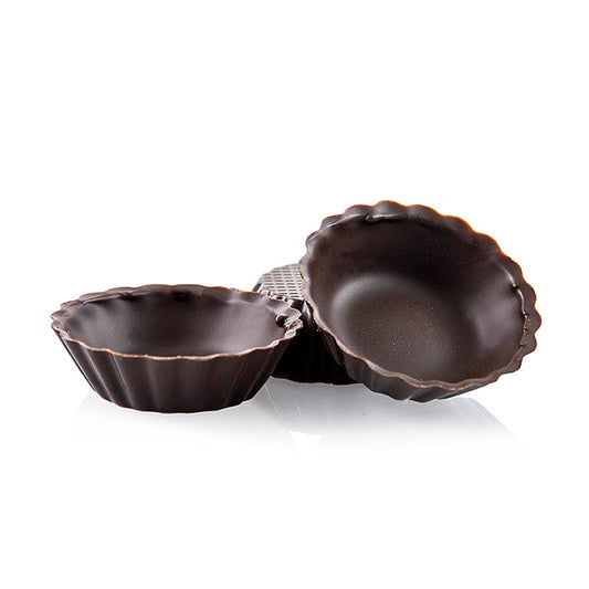 Chocoladevorm - minicups, gegolfde schaal, pure chocolade, ø 30-45 mm, 13 mm hoog, 745 g, 210 stuks