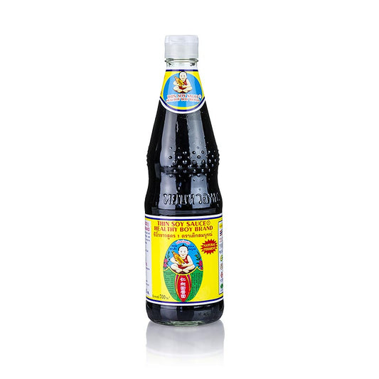 Sojasaus - Shoyu, Healthy Boy, lichtzoet, 700 ml - Een heerlijke en gezonde lichtzoete sojasaus van het merk Healthy Boy in een fles van 700 ml