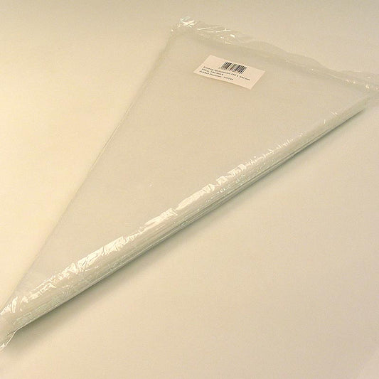 Langwerpige wegwerp spuitzak van 54,5 cm lang met een opening van 30 cm, gemaakt van 75µ materiaal en verpakt per 100 stuks