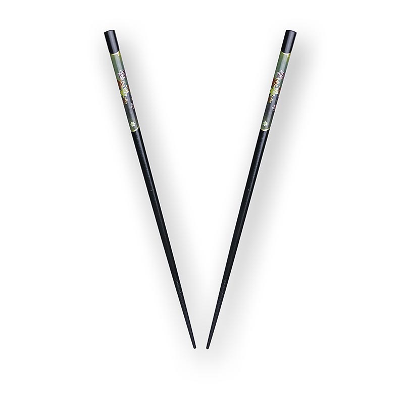 Sushi-stokjes, zwart gelakt, met elegant decor, 1 stuk