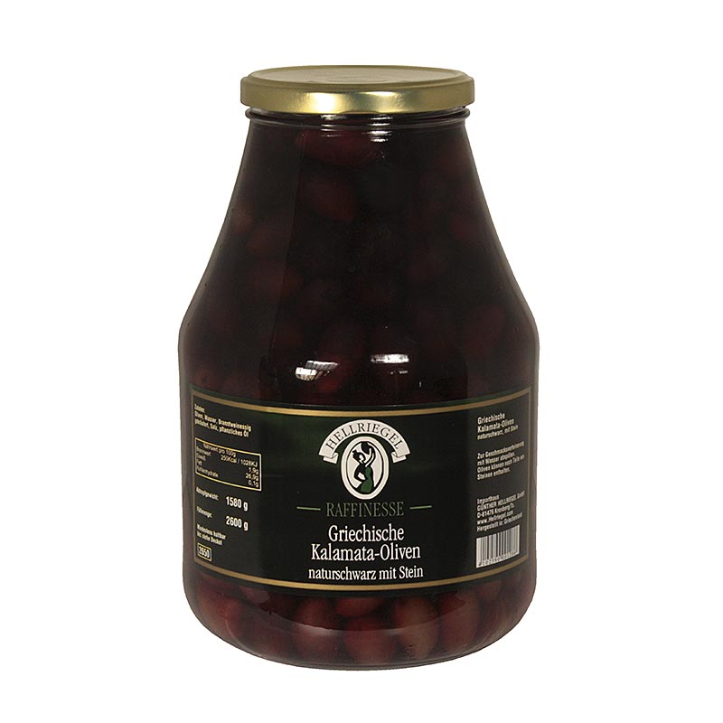 Extra grote Kalamata olijven met pit in pekel van 2,6 kg van het merk Jardinelle