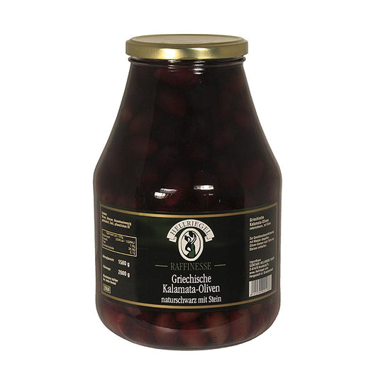 Extra grote Kalamata olijven met pit in pekel van 2,6 kg van het merk Jardinelle