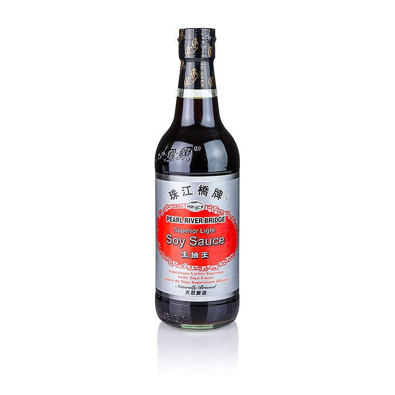 Sojasaus - Shoyu, Pearl River Bridge, lichtgekleurd, China, 500 ml - Een fles van 500 ml lichtgekleurde Shoyu sojasaus van het merk Pearl River Bridge uit China