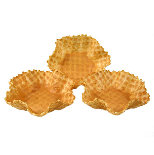 Wafelbakjes, gegolfd, ø 12,5 cm, 1,3 kg, 60 stuks