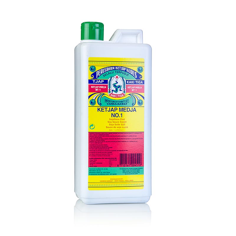 Soja Ketjap Kaki Tiga, zoet, Maleisië, 1 liter - traditionele zoete Maleisische sojasaus, perfect voor het op smaak brengen van Aziatische gerechten