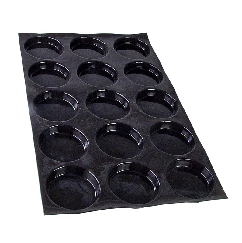 Flexipan mat 60x40cm met 15 ronde Florentijnse vormen van ø 102cm en 20mm diep, artikelnummer 0112, 1 stuk - ideaal voor het bakken van perfect gevormde gebakjes en taarten