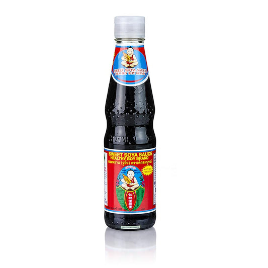 Sojasaus - Shoyu, Healthy Boy, zoet met 70% suiker, dik, 300 ml - Een fles van 300 ml dikke en zoete sojasaus met 70% suiker van het merk Healthy Boy