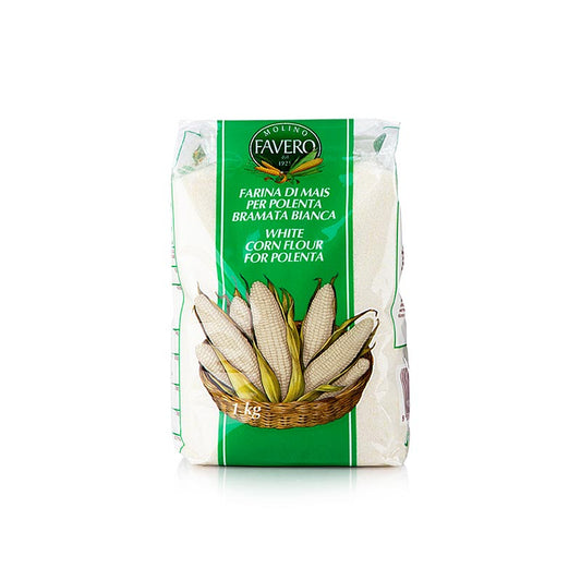 Polenta - Bramata Bianca, maïsgriesmeel, wit en grof, Favero, 1 kg