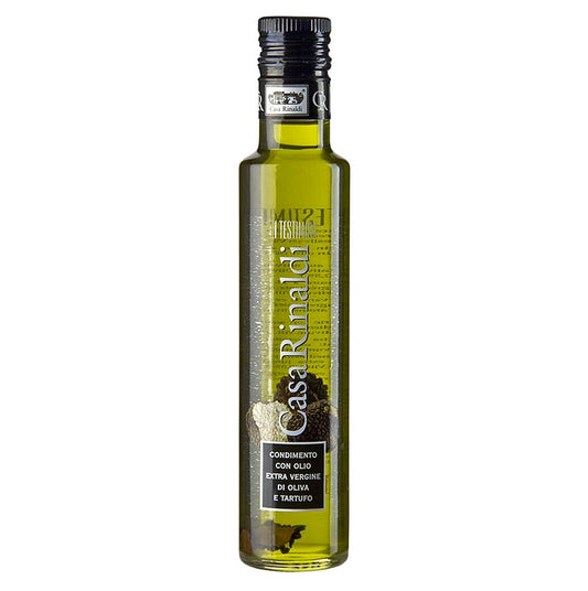 Extra olijfolie van eerste persing, Casa Rinaldi met witte truffelsmaak & zomertruffel, 250 ml - een heerlijke en hoogwaardige olijfolie verrijkt met de smaak van witte truffel en zomertruffel, perfect voor het versterken van de smaak van je gerechten