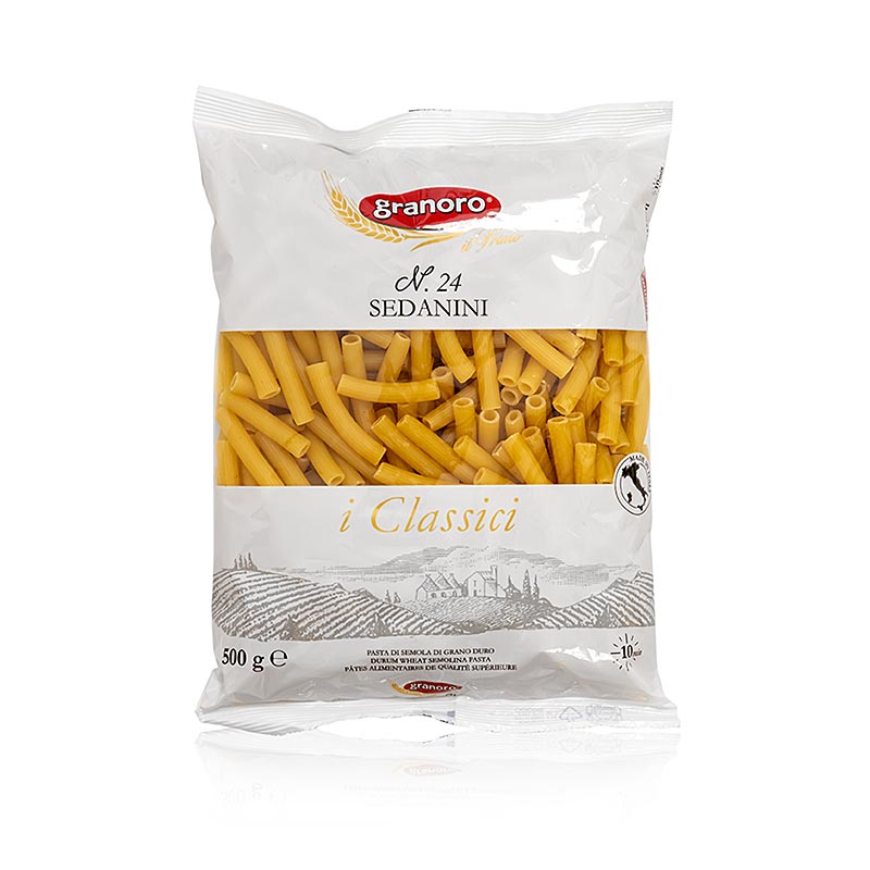 Sedanini Granoro, vergelijkbaar met Penne Rigate, nr24, 500 g, een heerlijke en veelzijdige pastavorm voor uw favoriete recepten