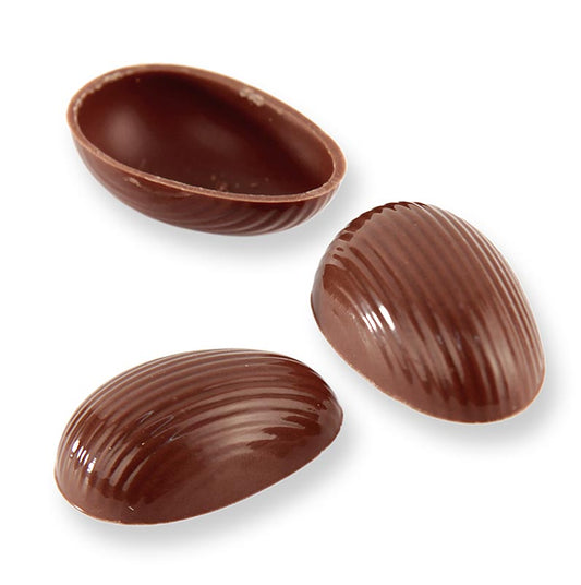 Praline-ei-halve schalen, volle melk, groot, 44x29 mm, Läderach (Pasen), 462 stuks
