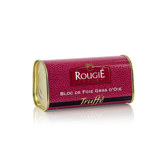 Delicious 210g block of ganzenlever with 3% truffle, from the renowned Rougié brand, in a trapeze shape