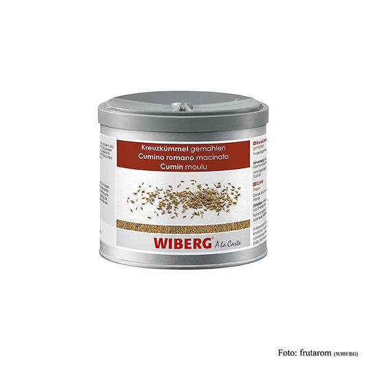 Gemalen 250 g Wiberg komijn verpakt in een heldere verpakking van 250 gram