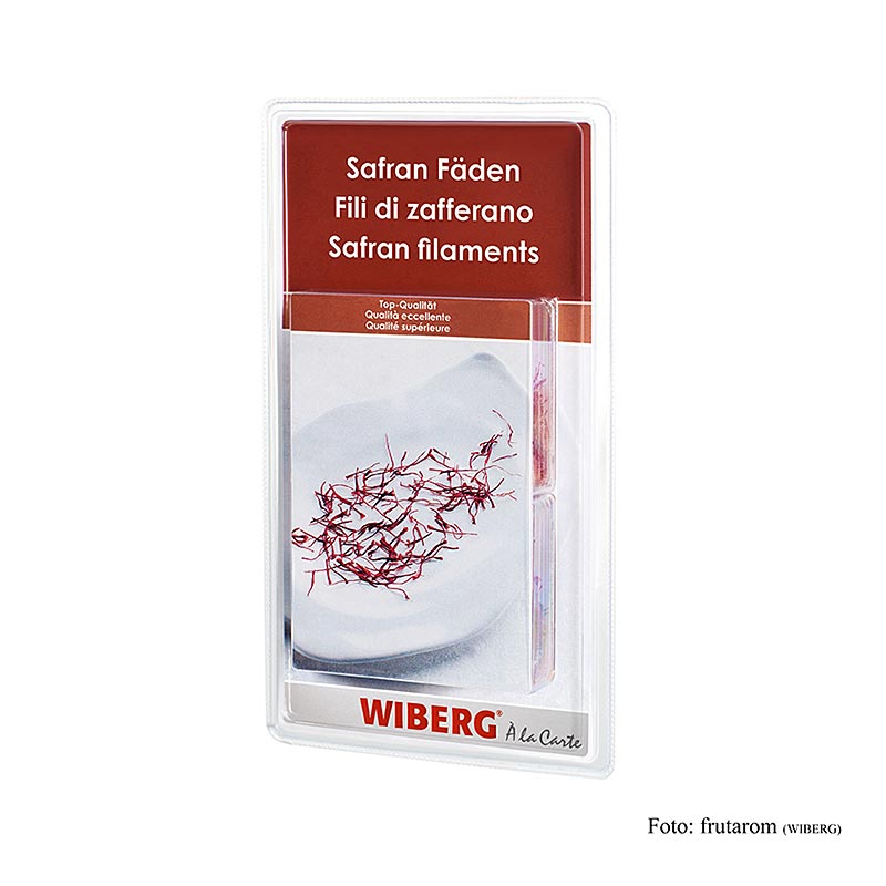 Wiberg saffraandraadjes, 4 g, 4 x 1 g - Verpakking met vier zakjes van 1 gram saffraandraadjes, van het merk Wiberg