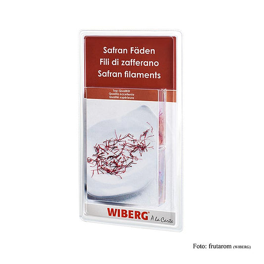 Wiberg saffraandraadjes, 4 g, 4 x 1 g - Verpakking met vier zakjes van 1 gram saffraandraadjes, van het merk Wiberg